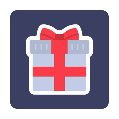 Hediye ikonlu kutu. Düz stil. Vektör çizimi. beyaz arkaplanda izole.