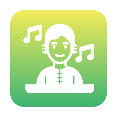 DJ avatar web simgesi, vektör illüstrasyonu 