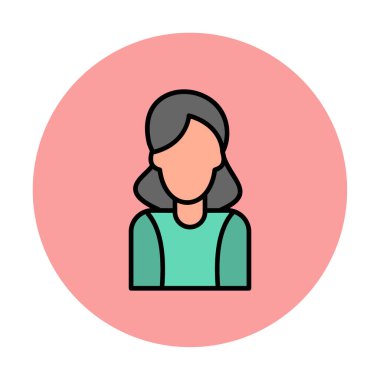 Kadın avatar simgesi, vektör illüstrasyonu 