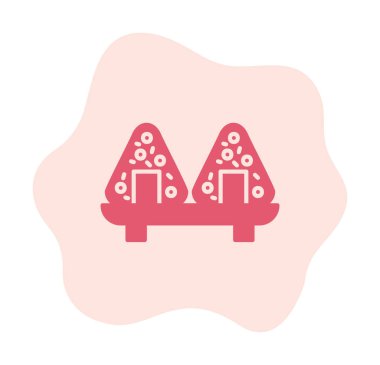 Onigiri sushi simgesi, vektör illüstrasyonu 