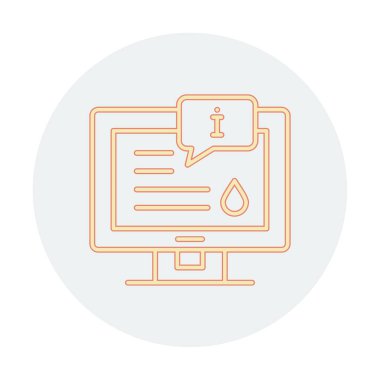 Bilgi vektörü illüstrasyonlu bilgisayar ekranı, simge ögesi biçimi