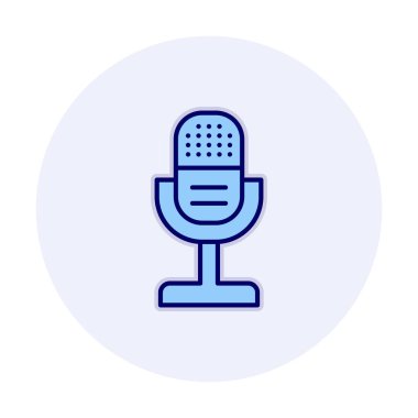 mikrofon yassı ikon. mikrofon logosu, vektör illüstrasyonu.