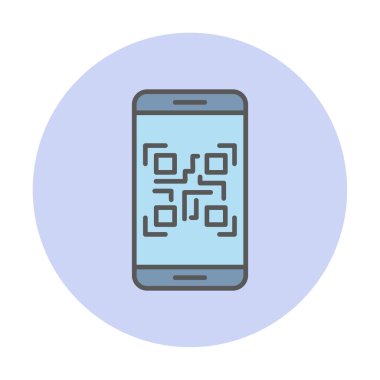 Akıllı Telefon Ekran Web simgesi Qr Kodu, vektör illüstrasyonu 