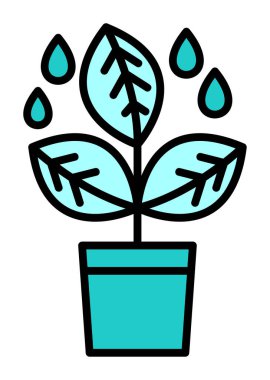 çömlek simgesine bitki, vektör illüstrasyonu 