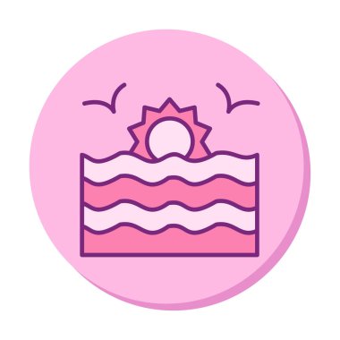 Basit düz gün batımı ve deniz vektör çizimi tasarımı