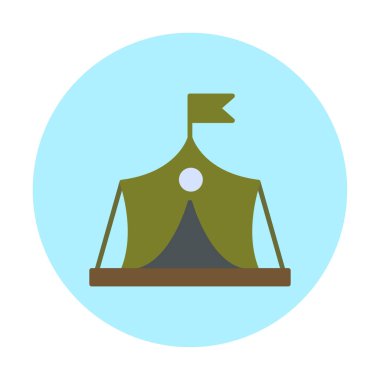 Askeri çadır simgesi, vektör illüstrasyonu