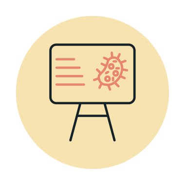 Bakteri simgesi ve vektör illüstrasyonlu sunum tahtası