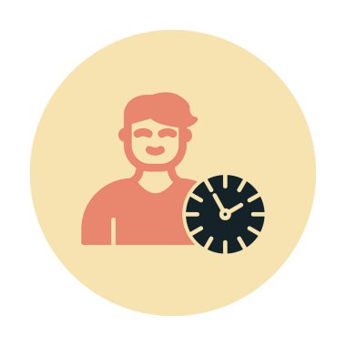 Saat simgesi olan kişi, vektör çizim tasarımı. Zaman Yönetimi                       