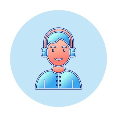 DJ avatar web simgesi, vektör illüstrasyonu 