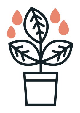 çömlek simgesine bitki, vektör illüstrasyonu 