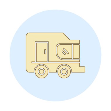 Karavan ikonu. İnce çizgi tasarımı çizimi. vektör illüstrasyonu.