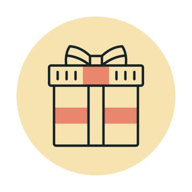 Hediye ikonlu kutu. Düz stil. Vektör çizimi. beyaz arkaplanda izole.