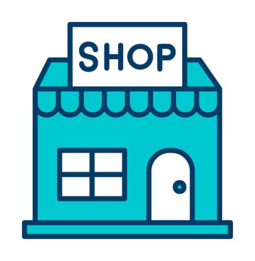 Dükkan ikonu. düzenlenebilir vektör ana hatları renk doldurma tasarımı