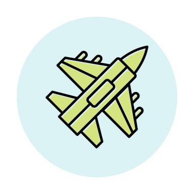 Jet Fighter ikonu. Askeri uçak uçuşu. vektör illüstrasyonu