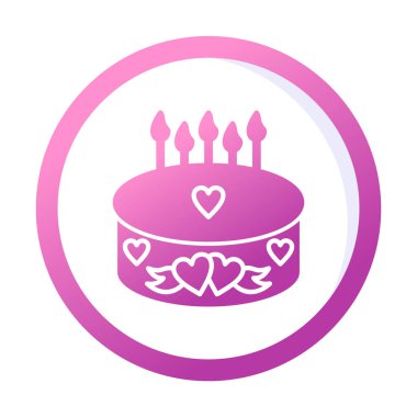 Mumlu doğum günü pastası ikon vektör çizimi                    
