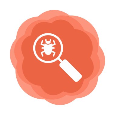 Böcekli büyüteç, virüs tespit simgesi, vektör illüstrasyon tasarımı 