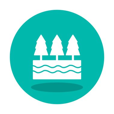 Nehir ve ağaçlar düz ikon vektör çizimi 