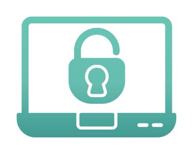 dizüstü bilgisayar Aygıtı Kilitli simge vektör çizimi