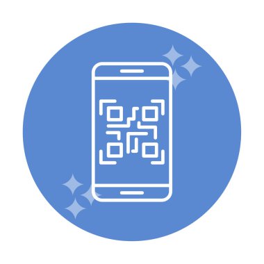 Akıllı Telefon Ekran Web simgesi Qr Kodu, vektör illüstrasyonu 
