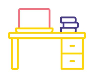 Ofis masa simgesinin vektör illüstrasyonu 