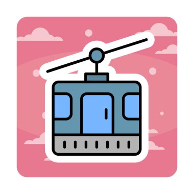 Modern Cable Car Cabin simgesinin vektör çizimi                   