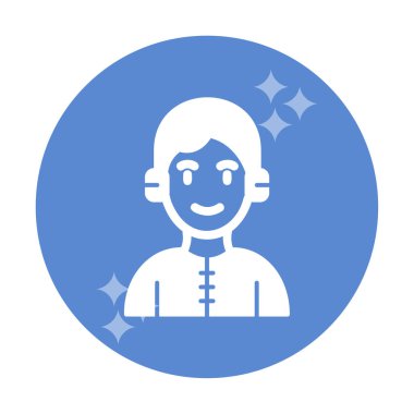 DJ avatar web simgesi, vektör illüstrasyonu 