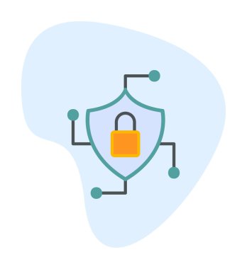 Asma kilit simgesi, vektör illüstrasyonlu güvenli kalkan