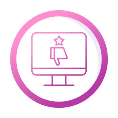 Kötü İnceleme simgesi, vektör illüstrasyonlu basit ekran