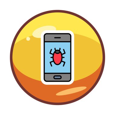 Mobil Virüs izole edilmiş vektör simgesine sahip akıllı telefon 