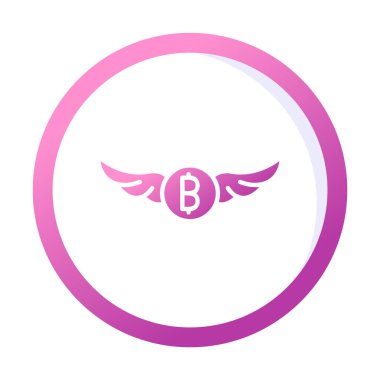 Bitcoin simgesi ve vektör illüstrasyonlu kanatlar  