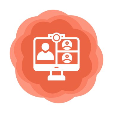 Basit çevrimiçi toplantı simgesi, vektör illüstrasyonu