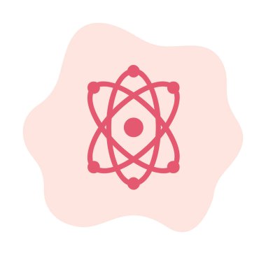 Moda düz biçimli atom simgesi, bilim simgesi vektör illüstrasyonu                     