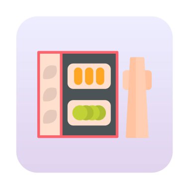 Basit Japon Bento kutusu simgesi, vektör illüstrasyonu