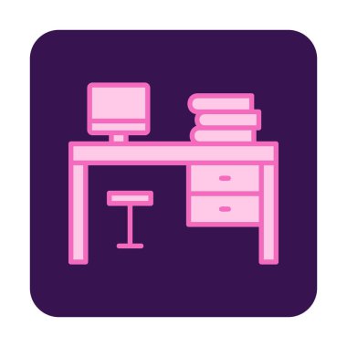 ofis masası simgesi, basit vektör illüstrasyonu