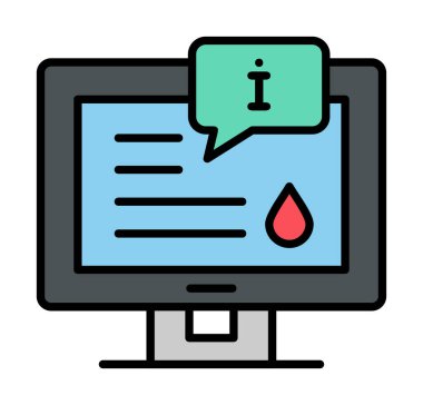 Bilgi vektörü illüstrasyonlu bilgisayar ekranı, simge ögesi biçimi