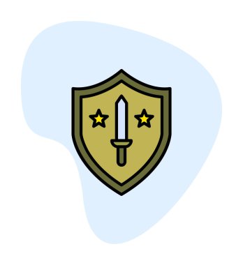 Kılıç vektör ağ simgesine sahip Askeri Kalkan, vektör illüstrasyonu 