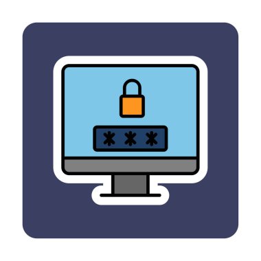 Basit Bilgisayar monitörü Ekran simgesi, vektör illüstrasyonunu kilitle