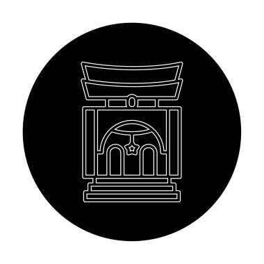 Basit antik Asya Tapınağı simgesi, vektör illüstrasyonu