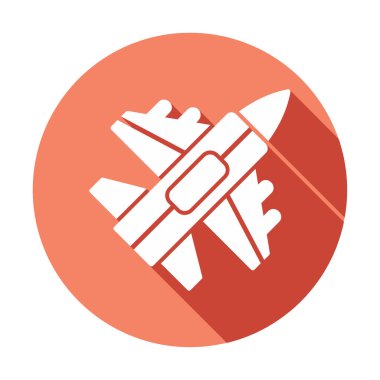 Jet Fighter ikonu. Askeri uçak uçuşu. vektör illüstrasyonu