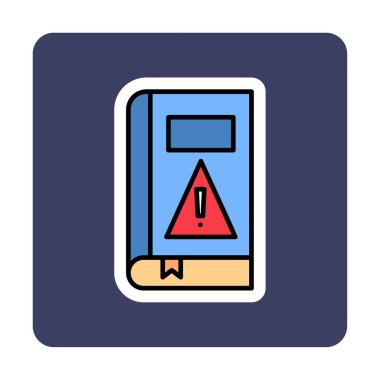 kitap uyarısı ünlem işareti vektör düz renk simgesi ile