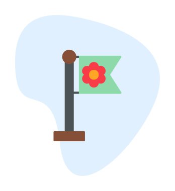 Sakura bayrak simgesi, vektör illüstrasyonu 