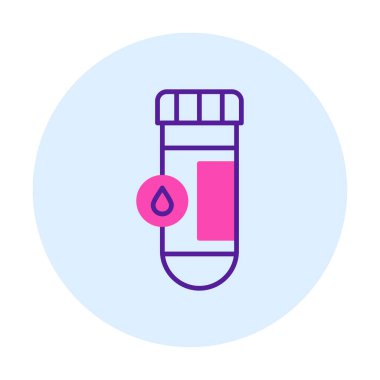 Kan testi tüpü ana hat vektör simgesi. Laboratuvar test sembolü, logo illüstrasyonu.