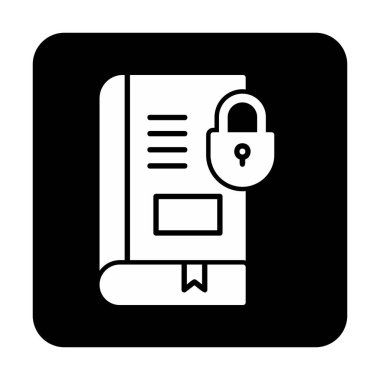 Asma kilit simgesine sahip kitap, vektör illüstrasyon tasarımı, Güvenli Kitap sembolü 