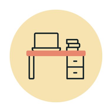 Ofis masa simgesinin vektör illüstrasyonu 