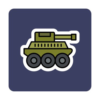 düz askeri tank vektör ikonu tasarımı