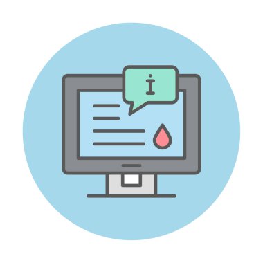 Bilgi vektörü illüstrasyonlu bilgisayar ekranı, simge ögesi biçimi