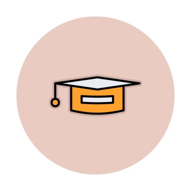 Mezuniyet şapkası ikonu, eğitim ikonu. düz tasarım biçimi