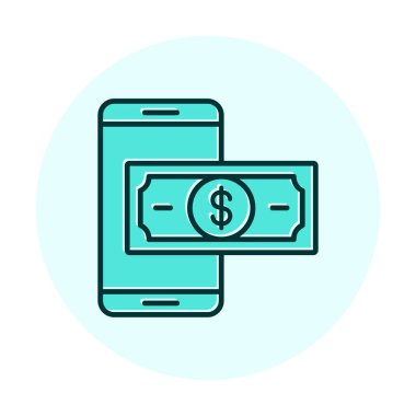 Basit Çevrimiçi Ödeme simgesi, vektör illüstrasyonu