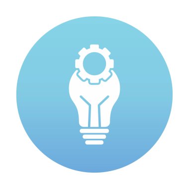 Cogwheel simgesi, vektör illüstrasyonlu ampul 