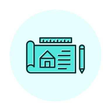 Basit Mimari Planı simgesi, vektör illüstrasyonu